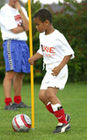 playing soccer
